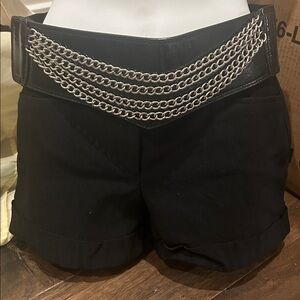 Bold Black Baddie Silver Chain Vegan Patten Leather Belt